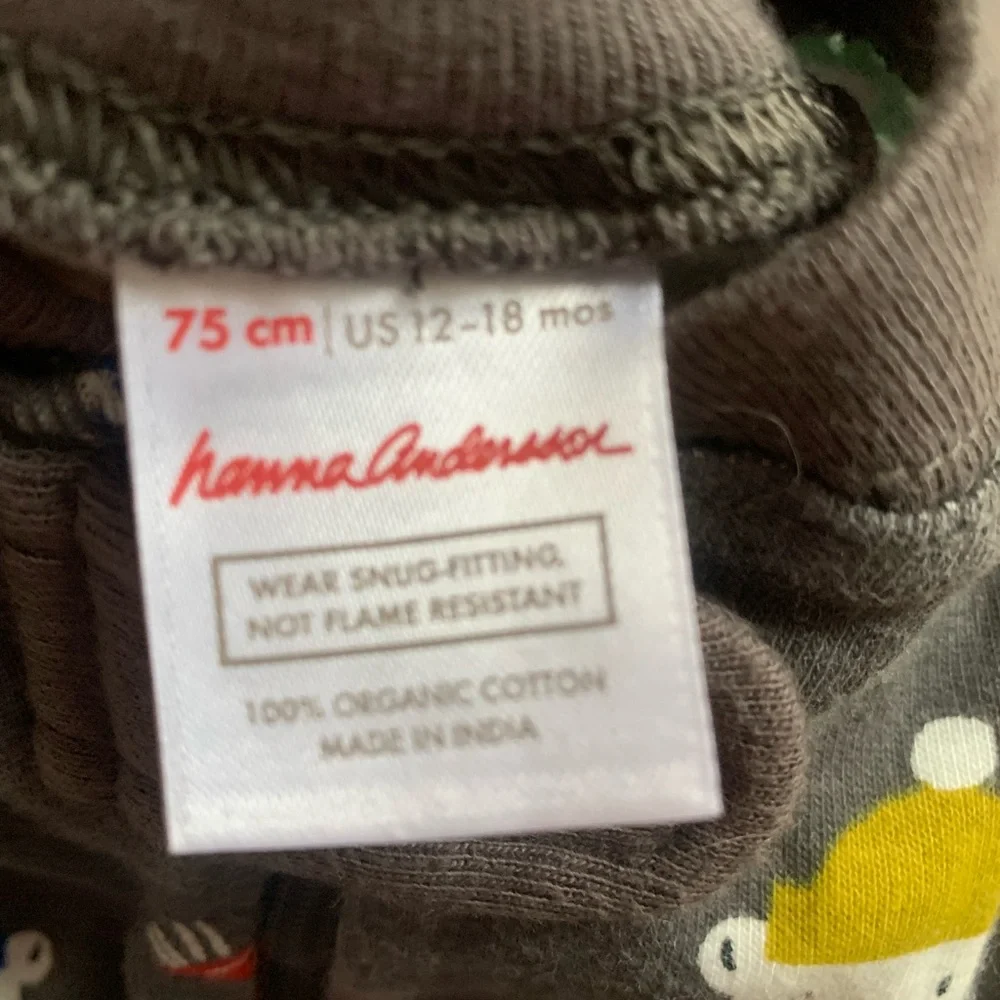 Hanna Andersson Long John Size 12-18m Full Zip Pajamas Grey Winter Bears Sleeper